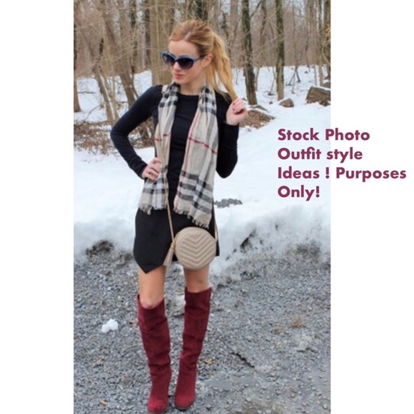 NineWest Suede Wine High Shaft Slouch Heeled Boots - Picture 15 of 15